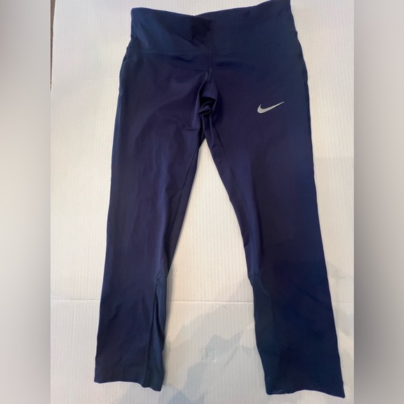 NIKE DRI FIT NAVY BLUE SIZE SMALL ANKLE RUNNING LEGGINGS - Picture 1 of 13